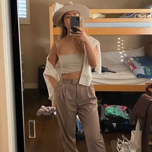 H&M cream/tan loose fit trousers